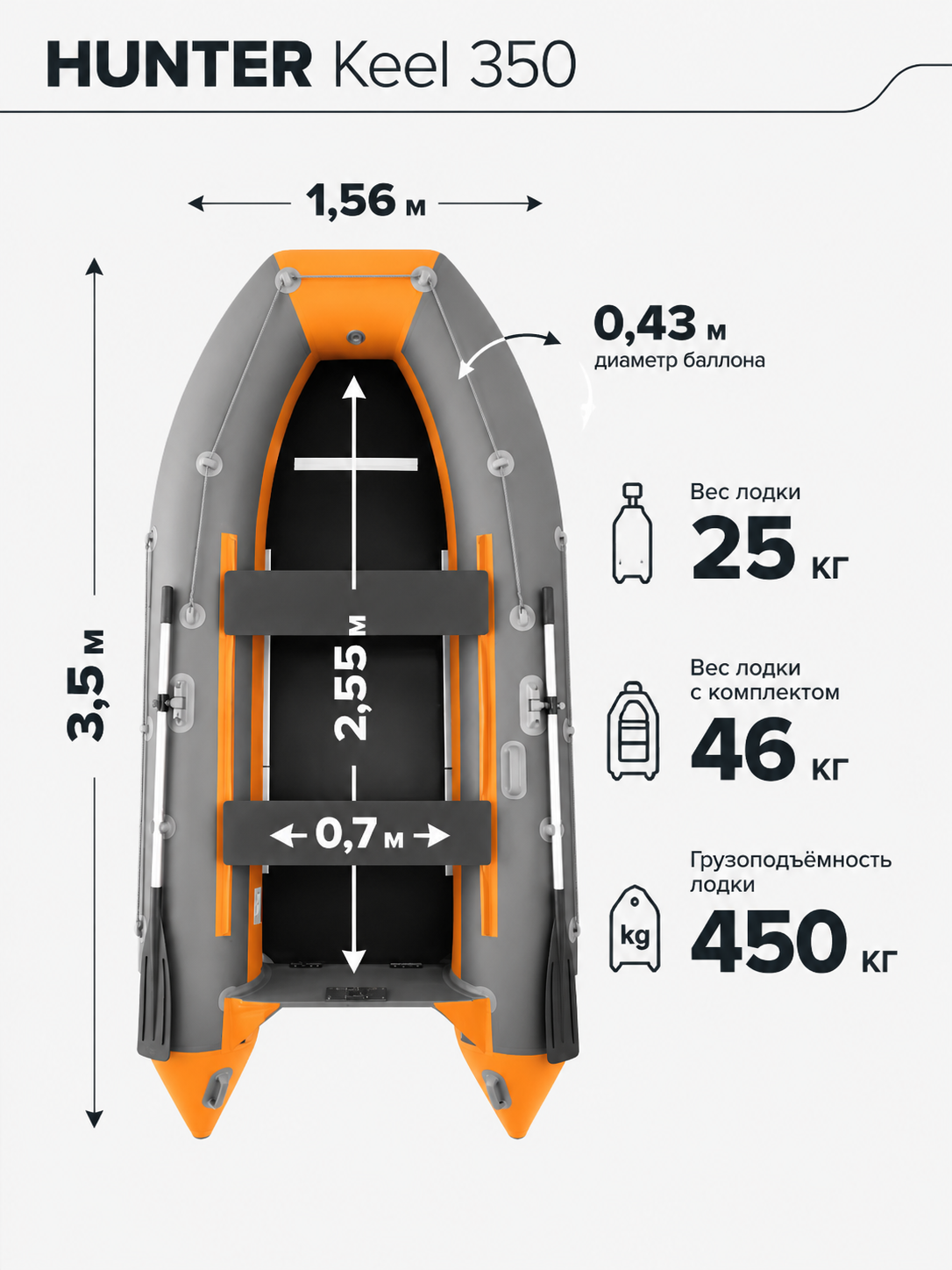 Лодка надувная ПВХ под мотор hunter keel 350 с жестким дном Лодка надувная ПВХ под мотор hunter keel 350 с жестким дном